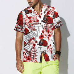 Firefighter Red Helmet Black American Flag Hawaiian Shirt, Red Texas Bluebonnet Hawaiian Shirt For Men - Hyperfavor