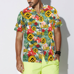 Binance Coin Tropical Flower Hawaiian Shirt - Hyperfavor