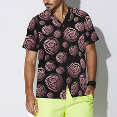 Rose Gold In Black Hawaiian Shirt - Hyperfavor
