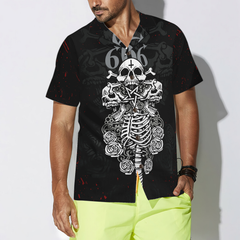 Skull And Bones Satanic Goth Gothic Hawaiian Shirt - Hyperfavor
