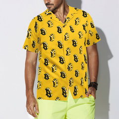 Isometric Bitcoin Cryptocurrency Hawaiian Shirt - Hyperfavor