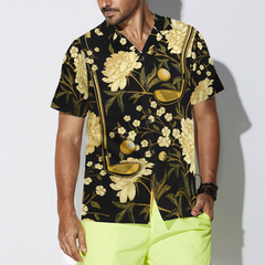 Luxury Black And Gold Floral Golf Club And Ball Hawaiian Shirt - Hyperfavor