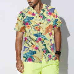Floral Dinosaurs Hawaiian Shirt - Hyperfavor