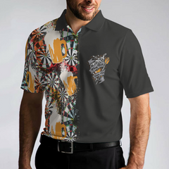 Play Darts And Drink Beer Short Sleeve Polo Shirt, Colorful Dart Board Pattern Polo Shirt, Best Beer Drinking Shirt For Men - Hyperfavor