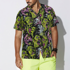 Horror Zombie Head Hawaiian Shirt - Hyperfavor