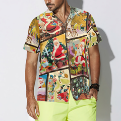 Hyperfavor Christmas Hawaiian Shirts For Men and Women, Santa Elf Gift Hawaiian Shirt Button Down Shirt Short Sleeve - Hyperfavor