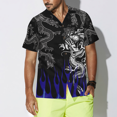 Dragon With Blue Flame Hawaiian Shirt - Hyperfavor