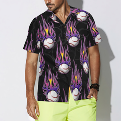 Softball With Hotrod Flame Hawaiian Shirt - Hyperfavor