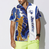 Personalized Blue Marble And Gold Silhouette Custom Hawaiian Shirt - Hyperfavor