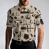 Beige Vintage Silhouette Golfers All Over Print Polo Shirt, Cream Polo Shirt, Best Golf Shirt For Men - Hyperfavor