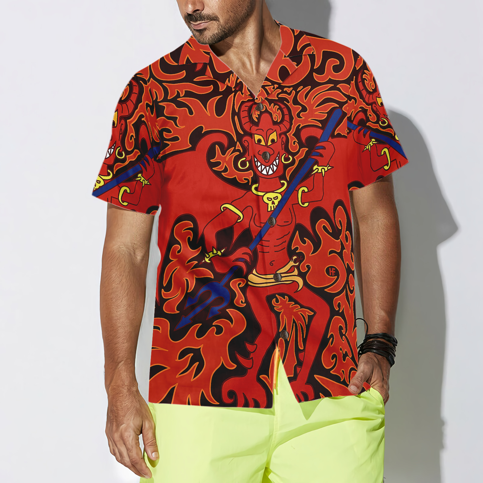 Cartoon Styled Demon Satanic Goth Gothic Hawaiian Shirt - Hyperfavor