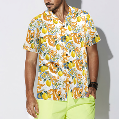 Sicilian Style Lemon Print Hawaiian Shirt - Hyperfavor