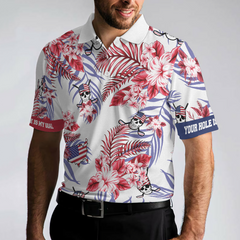 Seamless Tropical Pattern Golf Skull America V2 Polo Shirt, Texas Bluebonnet Golf Shirt For Men - Hyperfavor