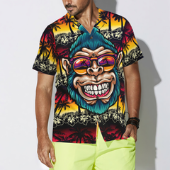 Cool Monkey Head In Paradise Hawaiian Shirt - Hyperfavor