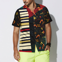 Hyperfavor Christmas Pattern with Piano Hawaiian shirt, Christmas Shirts Short Sleeve Button Down Shirt For Men And Women - Hyperfavor