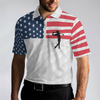 Premium American Golfer Polo Shirt, White Golf Pattern American Flag Polo Shirt, Best Golf Shirt For Men - Hyperfavor
