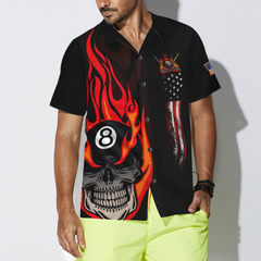 Flame Skull Billiard Pool Hawaiian Shirt - Hyperfavor