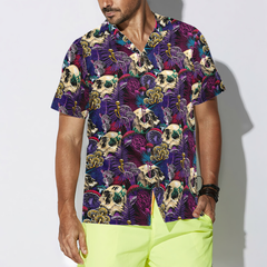 Bright Magic Psychedelic Mushrooms And Skulls Hawaiian Shirt - Hyperfavor