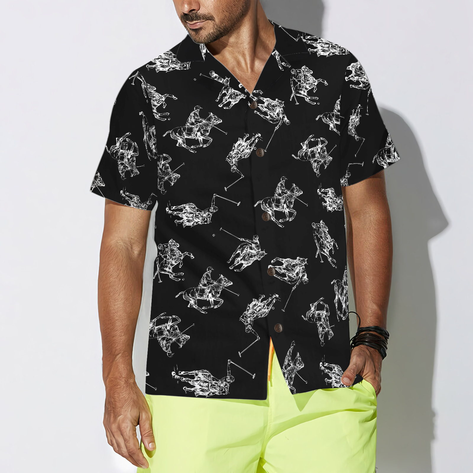 Polo Smoke Black And White Pattern Hawaiian Shirt - Hyperfavor