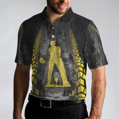 Golfer On Yellow Silhouette Polo Shirt, Checker Pattern Racing Polo Shirt, Best Golf Shirt For Men - Hyperfavor