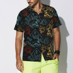 Gothic Skulls In Scrapbooking Style Hawaiian Shirt - Hyperfavor