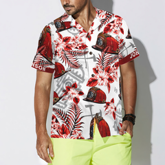 First In Last Out Seamless Pattern Firefighter Custom Hawaiian Shirt, Personalized Red Texas Bluebonnet Hawaiian Shirt For Men - Hyperfavor