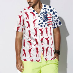 Golf American Flag Pose Hawaiian Shirt - Hyperfavor
