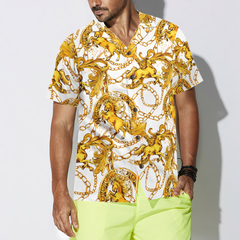 Luxury Golden Horses Hawaiian Shirt - Hyperfavor