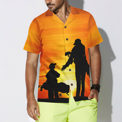 Son And Dad Playing Golf Hawaiian Shirt - Hyperfavor