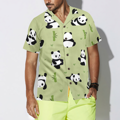 Panda Leaf Pattern Hawaiian Shirt - Hyperfavor