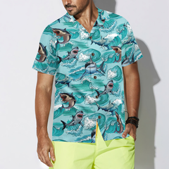Sharks On Sea Waves Hawaiian Shirt - Hyperfavor