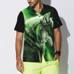 Fantasy Green Wolf Hawaiian Shirt - Hyperfavor