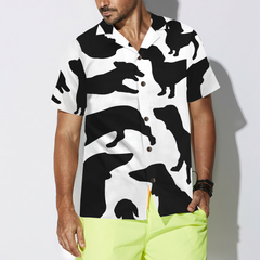 Black And White Dachshunds Pattern Hawaiian Shirt - Hyperfavor