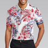Seamless Tropical Pattern Golf Skull America Polo Shirt, Texas Bluebonnet Golf Shirt For Men - Hyperfavor