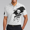The Golf Skull Short Sleeve Golf Polo Shirt, Black And White Golf Pattern Ripped Skull Polo Shirt, Best Golf Shirt For Men - Hyperfavor