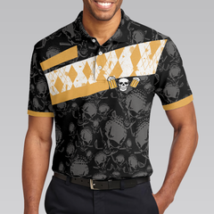 Golf & Beer Is My Therapy Polo Shirt, Skull Beer Drinking Golf Shirt Design, Best Golf Shirt For Male Golfers - Hyperfavor