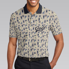 Golf Objects Pattern Short Sleeve Polo Shirt, Golf Tee And Club Polo Shirt, Best Golf Shirt For Men - Hyperfavor