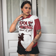 Golf And Wine Kind Of Girl Golf Short Sleeve Polo Shirt, White And Red Golf Women Polo Shirt, Golf Shirt For Wine Lovers - Hyperfavor