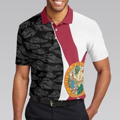 Florida Skull Golf Polo Shirt, Funny Golf Shirt With Sayings, Golf Gift Idea For Professional Golfers - Hyperfavor