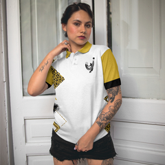 Grab Your Balls We're Going To Play Tennis Short Sleeve Women Polo Shirt, White And Yellow Tennis Shirt For Ladies - Hyperfavor