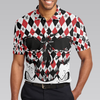 Golf Skull Red Black And White Pattern Polo Shirt, Argyle Pattern Polo Shirt, Best Golf Shirt For Men - Hyperfavor