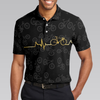 Cycling Golden Heartbeat Polo Shirt, Black Cycling Shirt For Cyclists, Thoughtful Gift Idea For Sport Lovers - Hyperfavor