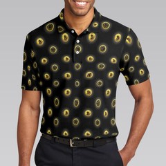 Golden Black Bitcoin V2 Polo Shirt, Golden Cryptocurrency Short Sleeve Polo Shirt For Traders, Best Bitcoin Themed Shirt - Hyperfavor