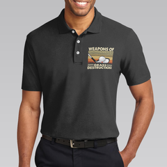 Weapons Of Grass Destruction Short Sleeve Polo Shirt, Vintage Chess Graphic Black Polo Shirt, Best Golf Shirt For Men - Hyperfavor