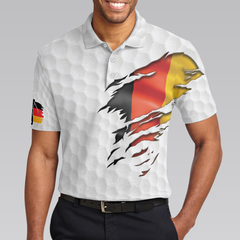 Golf German Flag Polo Shirt, White Golf Pattern Polo Shirt, Germany Golf Shirt For Men - Hyperfavor