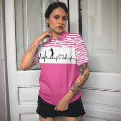 Pink Zebra Pattern Golf Girl Heartbeat Golf Short Sleeve Women Polo Shirt, Best Pink Golf Shirt For Ladies - Hyperfavor