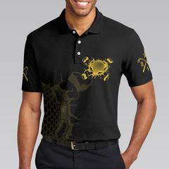 Golfing Is My Superpower Golf Polo Shirt, Black Golf Club Shirt For Male Players, Cool Golf Gift For Men - Hyperfavor