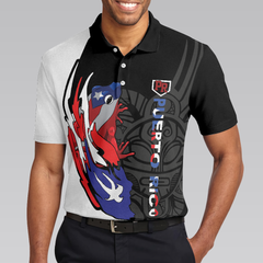 Coqui Puerto Rico Flag Polo Shirt, USA Shirt With Puerto Rico Flag, Puerto Rico State USA Shirt For Men And Women - Hyperfavor