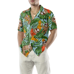 Sloth With Tropical Fruit Shirt For Men Hawaiian Shirt - Hyperfavor