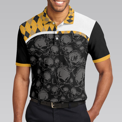 All You Need Is Beer & Golf Polo Shirt, Black And Yellow Argyle Pattern Golf Shirt For Men, Skull Golf Shirt - Hyperfavor